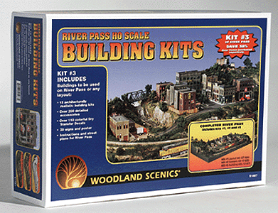 Woodland Scenics 1487 HO Scale River Pass(TM) Building Kits -- Kit - 15 Buildings & Details