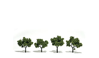 Woodland Scenics 1503 All Scale Ready-Made "Realistic Trees" - Deciduous - 2 to 3" 5.1 to 7.6cm pkg(4) -- Light Green