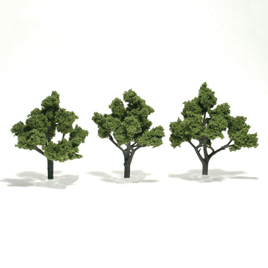 Woodland Scenics 1509 All Scale Ready-Made "Realistic Trees" - Deciduous - 4 to 5" 10.2 to 12.7cm pkg(3) -- Light Green