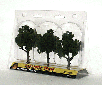 Woodland Scenics 1510 All Scale Ready-Made "Realistic Trees" - Deciduous - 4 to 5" 10.2 to 12.7cm pkg(3) -- Medium Green