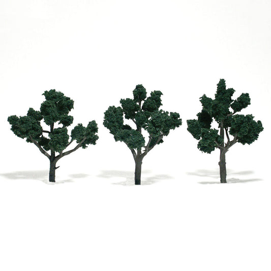 Woodland Scenics 1511 All Scale Ready-Made "Realistic Trees" - Deciduous - 4 to 5" 10.2 to 12.7cm pkg(3) -- Dark Green