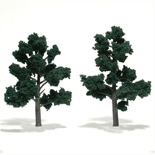 Woodland Scenics 1514 All Scale Ready-Made "Realistic Trees" - Deciduous - 5 to 6" 12.7 to 15.2cm pkg(2) -- Dark Green