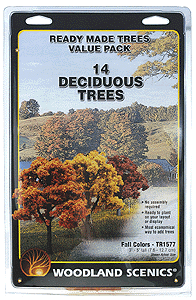 Woodland Scenics 1577 All Scale Fall Colors Deciduous Tree Pack - Ready Made Trees(TM) -- 3 to 5" 7.6 to 12.7cm pkg(14)