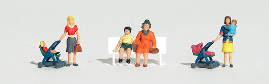 Woodland Scenics 1832 HO Scale Scenic Accents(R) Figures -- Moms & Kids pkg(6)