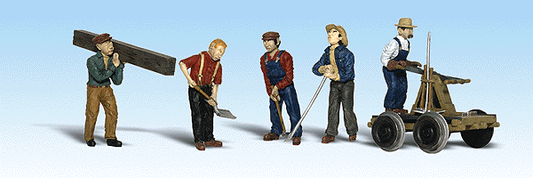 Woodland Scenics 1898 HO Scale Rail Workers w/Handcar - Scenic Accents(R) -- pkg(5)