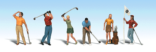 Woodland Scenics 1907 HO Scale Scenic Accents(R) -- Golfers pkg(6)