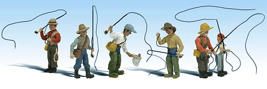 Woodland Scenics 1910 HO Scale Fly Fishermen - Scenic Accents(R) -- pkg(6)