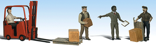 Woodland Scenics 1911 HO Scale Scenic Accents(R) -- Workers with Forklift pkg(4)