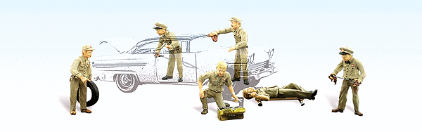 Woodland Scenics 1948 HO Scale Scenic Accents(R) Figurines -- Service Station Attendants pkg(6)