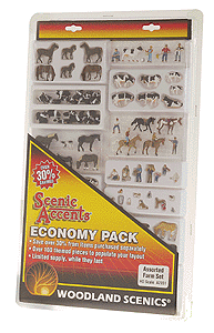 Woodland Scenics 2051 HO Scale Scenic Accents(R) Economy Figure Packs -- Farm (Over 100 Figures)
