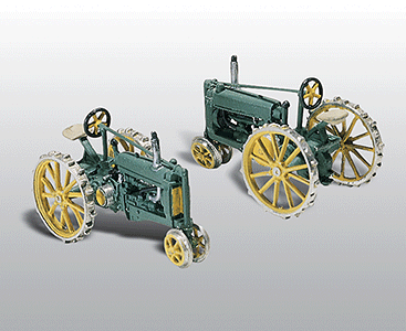 Woodland Scenics 211 HO Scale Farm Machinery (Unpainted Metal Kit) -- Original Unstyled Model A Tractor (1934-38) on Steel Wheels; pkg(2)
