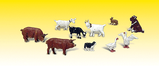 Woodland Scenics 2202 N Scale Scenic Accents(R) Animal Figurines -- Barnyard Animals pkg(10)