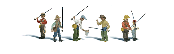 Woodland Scenics 2215 N Scale Scenic Accents(R) -- Fly Fishermen pkg(6)