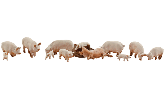 Woodland Scenics 2218 N Scale Yorkshire Pigs - Scenic Accents(R) -- pkg(12)