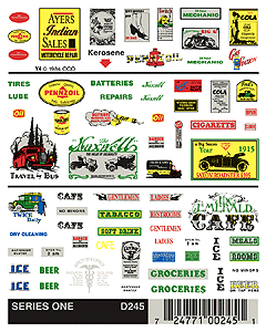 Woodland Scenics 245 HO Scale Dry Transfer Signs -- Set #1 - Assorted Advertising & Railroad