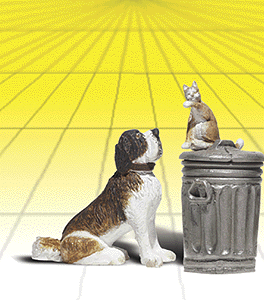 Woodland Scenics 2524 G Scale Scenic Accents(R) Figures -- Dog w/Cat On Trashcan