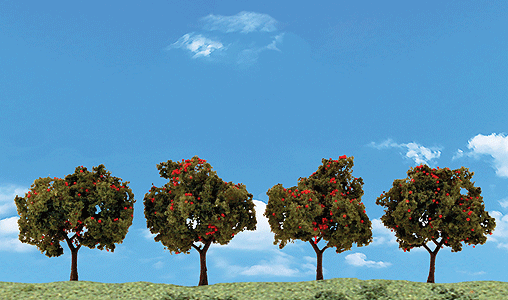 Woodland Scenics 3591 All Scale Apple Trees - Woodland Classics(TM) Ready Made Trees(TM) -- 2 to 3" 5.1 to 7.6cm pkg(4)