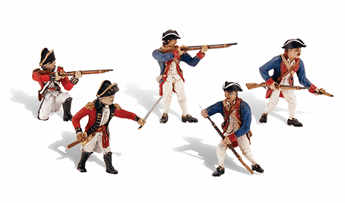 Woodland Scenics 4454 All Scale Scene-A-Rama(R) Figures -- Revolutionary War Soldiers pkg(5)