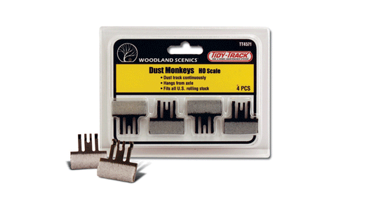 Woodland Scenics 4571 HO Scale Dust Monkeys(TM) Axle-Mounted Track Cleaner Pads -- Tidy Track(TM) pkg(4)