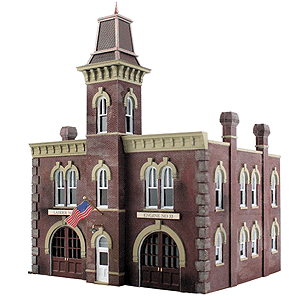 Woodland Scenics 5034 HO Scale Firehouse - Built-&-Ready Landmark Structures(R) -- Assembled - 6-21/32 x 5-7/8" 16.9 x 14.9cm