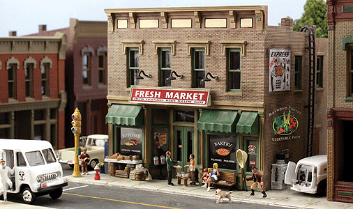 Woodland Scenics 5200 N Scale Fresh Market - Landmark Structures(R) -- Kit - 2-7/16 x 2" 6.2 x 5.1cm