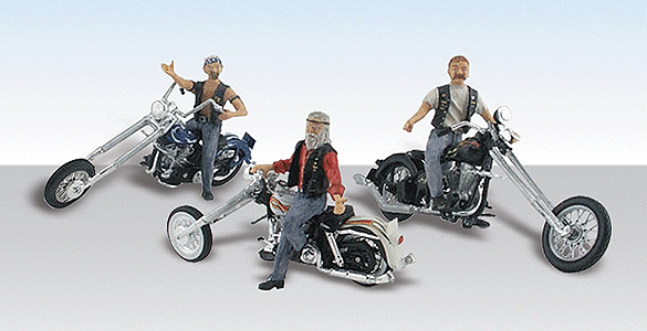 Woodland Scenics 5554 HO Scale Bad Boy Bikers - AutoScenes(R) -- pkg(3)