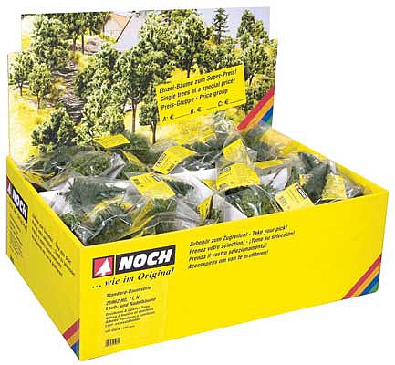 Noch 25964 All Scale Tree Assortment -- 25 Each: Deciduous - 3-1/8" and 3-15/16"; Fir - 3-15/16" and 4-3/4"
