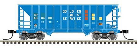 Atlas 50005386 N Scale Greenville 100-Ton 2-Bay Hopper - Ready to Run - Master(TM) -- Southern Pacific #466480 (Ex-GVSR; blue, yellow, red)