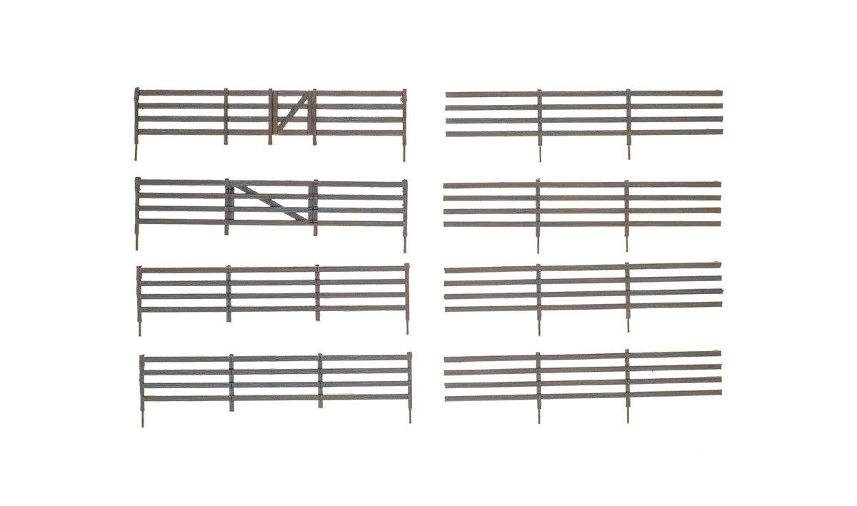 Woodland Scenics 2981 HO Scale Log Fence - Kit with Gates, Hinges & Planter Pins -- Total Scale Length: 192' 58.5m