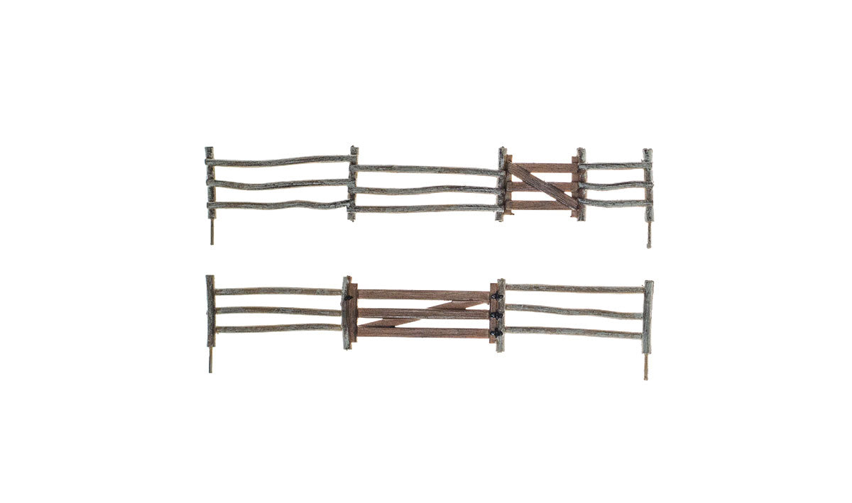 Woodland Scenics 2991 N Scale Log Fence - Kit with Gates, Hinges & Planter Pins -- Total Scale Length: 192' 58.5m