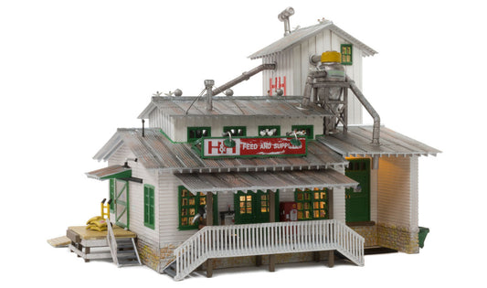 Woodland Scenics 4949 N Scale H&H Feed Mill - Built & Ready Landmark Structures(R) -- Assembled - 4-1/4 x 3-11/16 x 3-3/8" 10.7 x 9.4 x 8.6cm