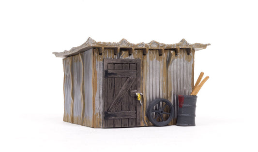 Woodland Scenics 5856 O Scale Tin Shack - Built-&-Ready(R) Landmark Structures(R) -- Assembled - 2-5/8 x 2-1/8 x 2-1/8" 6.7 x 5.4 x 5.4cm