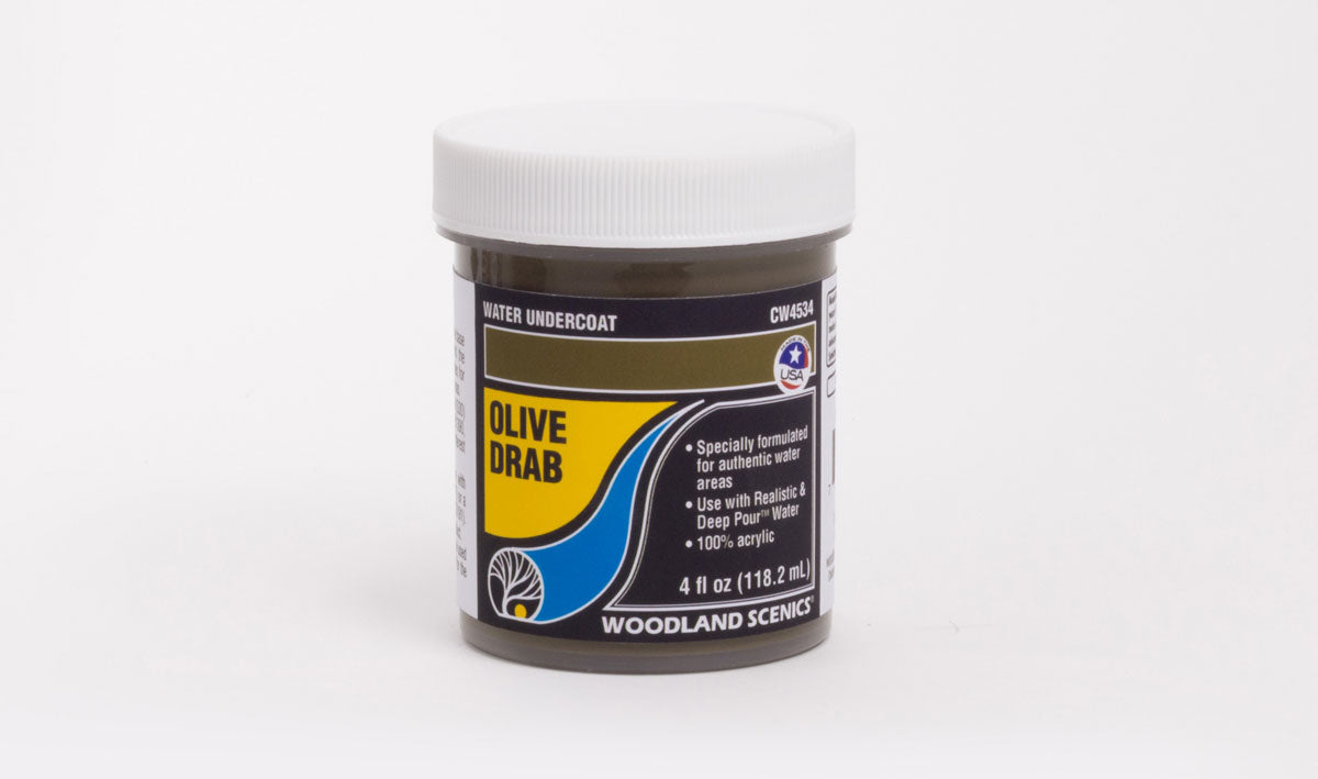 Woodland Scenics 4534 All Scale Water Undercoat - Water System - 4oz 118mL -- Olive Drab