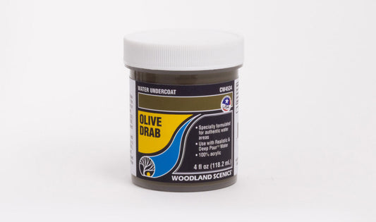Woodland Scenics 4534 All Scale Water Undercoat - Water System - 4oz 118mL -- Olive Drab