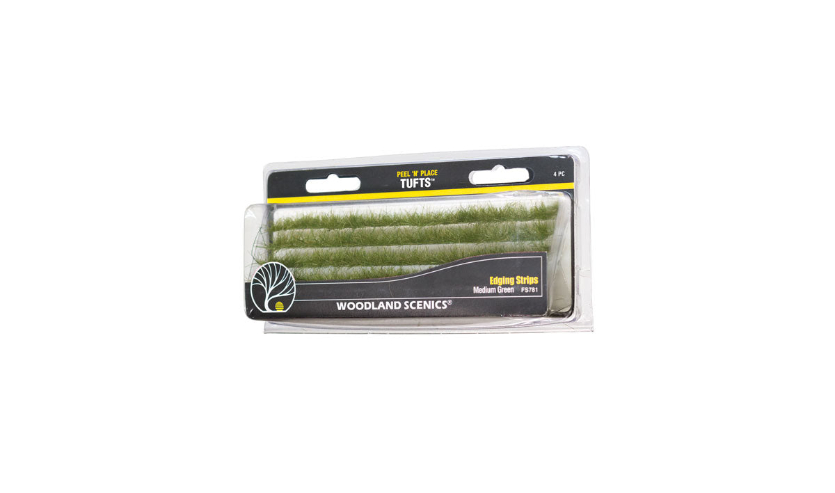 Woodland Scenics 781 All Scale Peel 'n' Place Tufts -- Med Green Edging Strips