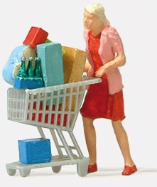 Preiser 28081 HO Woman w/Shopping Cart