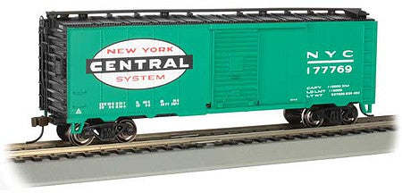 Bachmann 16011 HO Scale Pullman-Standard PS-1 40' Steel Boxcar - Ready to Run - Silver Series(R) -- New York Central 177769 (Jade Green. black, Large Cigar Band Logo)