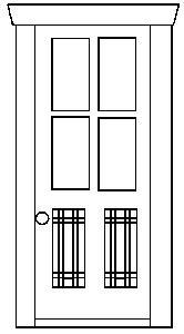 Alexander Scale 2411 HO Scale Doors -- With Four-Pane Window pkg(4)