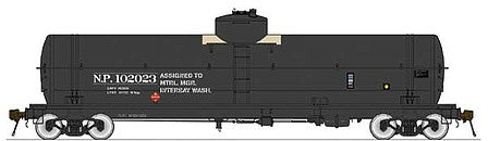 American Limited 1864 HO Scale GATC Welded Tank Car - Ready to Run -- Northern Pacific 102023 (As-Delivered, black, Special Service Interbay)