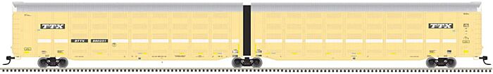 Atlas Model Railroad 20005816 HO Scale Articulated Auto Carrier - Ready to Run - Master(R) -- Trailer-Train BTTX #880716 (Faded; yellow, silver, black, white)
