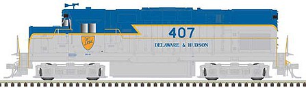 Atlas Model Railroad 10002940 HO Scale Alco C420 Phase 1 Low-Nose, Dynamic Brakes - Standard DC - Master Silver -- Delaware & Hudson 407 (Lightning Stripe, gray, blue)