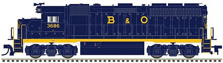 Atlas Model Railroad 10003256 HO Scale EMD GP40 Low Nose - LokSound and DCC - Master(R) Gold -- Baltimore & Ohio 3688 (blue, yellow)