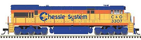 Atlas Model Railroad 10003570 HO Scale GE U30C Low Nose - LokSound and DCC - Master(R) Gold -- Chessie System C&O 3307 (vermillion, yellow, blue)
