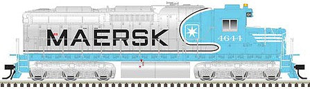 Atlas Model Railroad 10003734 HO Scale EMD SD26 - Standard DC - Master(TM) Silver -- Maersk ATSF 4644 (Fantasy Scheme, blue, silver, Ditch Lights)