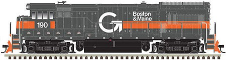 Atlas Model Railroad 10003779 HO Scale GE U33B - Standard DC - Master(R) Silver -- Guilford B&M 190 (gray, orange)