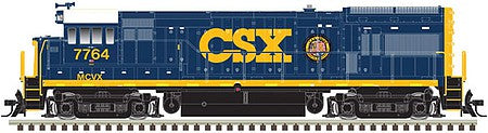 Atlas Model Railroad 10003806 HO Scale GE U36B - LokSound and DCC - Master(R) Gold -- CSX 7764 (MCVX Safety Train, blue, yellow)
