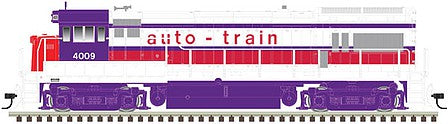 Atlas Model Railroad 10003809 HO Scale GE U36B - LokSound and DCC - Master(R) Gold -- Auto Train 4009 (white, red, purple)