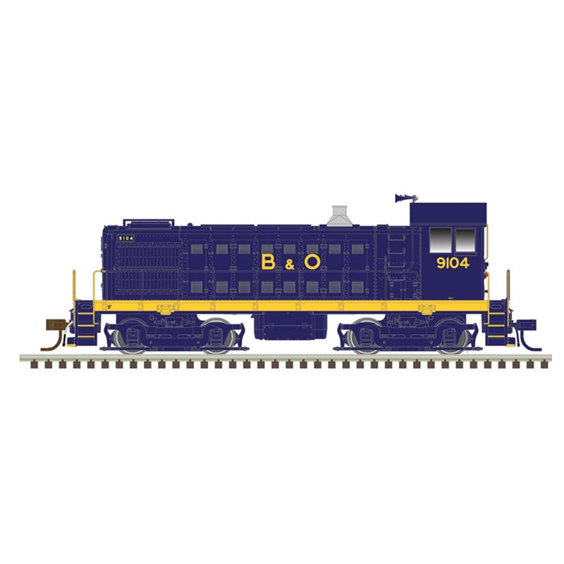 Atlas Model Railroad 10003814 HO Scale Alco S4 - Standard DC - Master(R) Silver -- Baltimore & Ohio 9104 (blue, yellow)