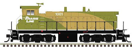 Atlas Model Railroad 10003847 HO Scale EMD MP15DC - with Ditch Lights - Standard DC - Master(R) Silver -- The Prairie Line 1001 (green, tan)