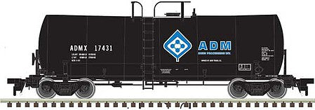 Atlas Model Railroad 20004985 HO Scale Trinity 17,600-Gallon Corn Syrup Tank Car - Ready to Run -- Archer-Daniels-Midland #17431 (black, blue; Molecule Logo)
